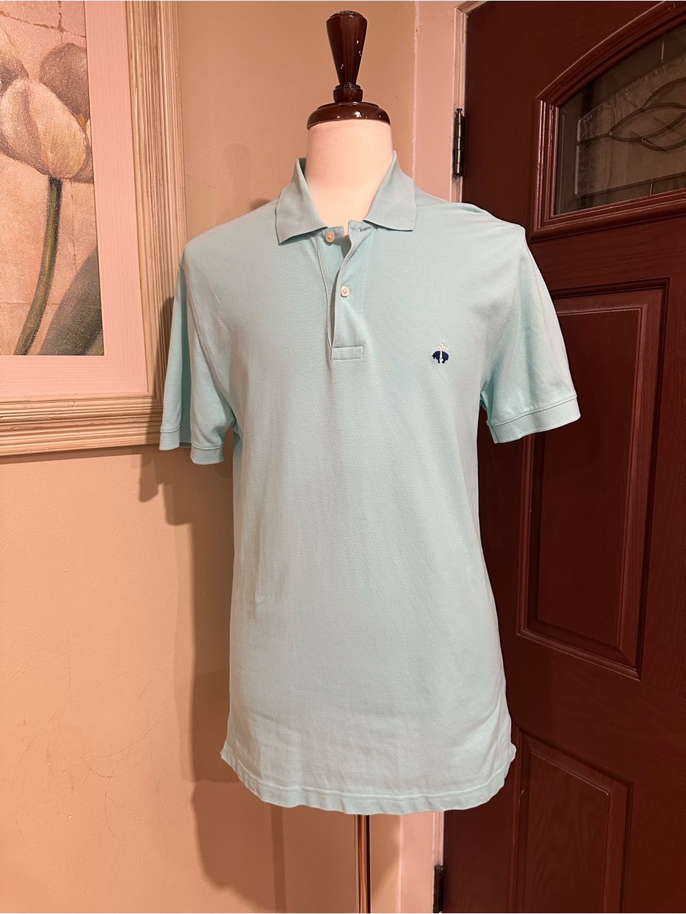 Brooks Brothers Mint Blue Polo Shirt with Embroidered Logo